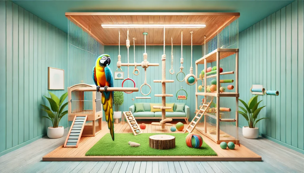 Hoeveel ruimte heeft een grote papegaai zoals een Ara nodig?