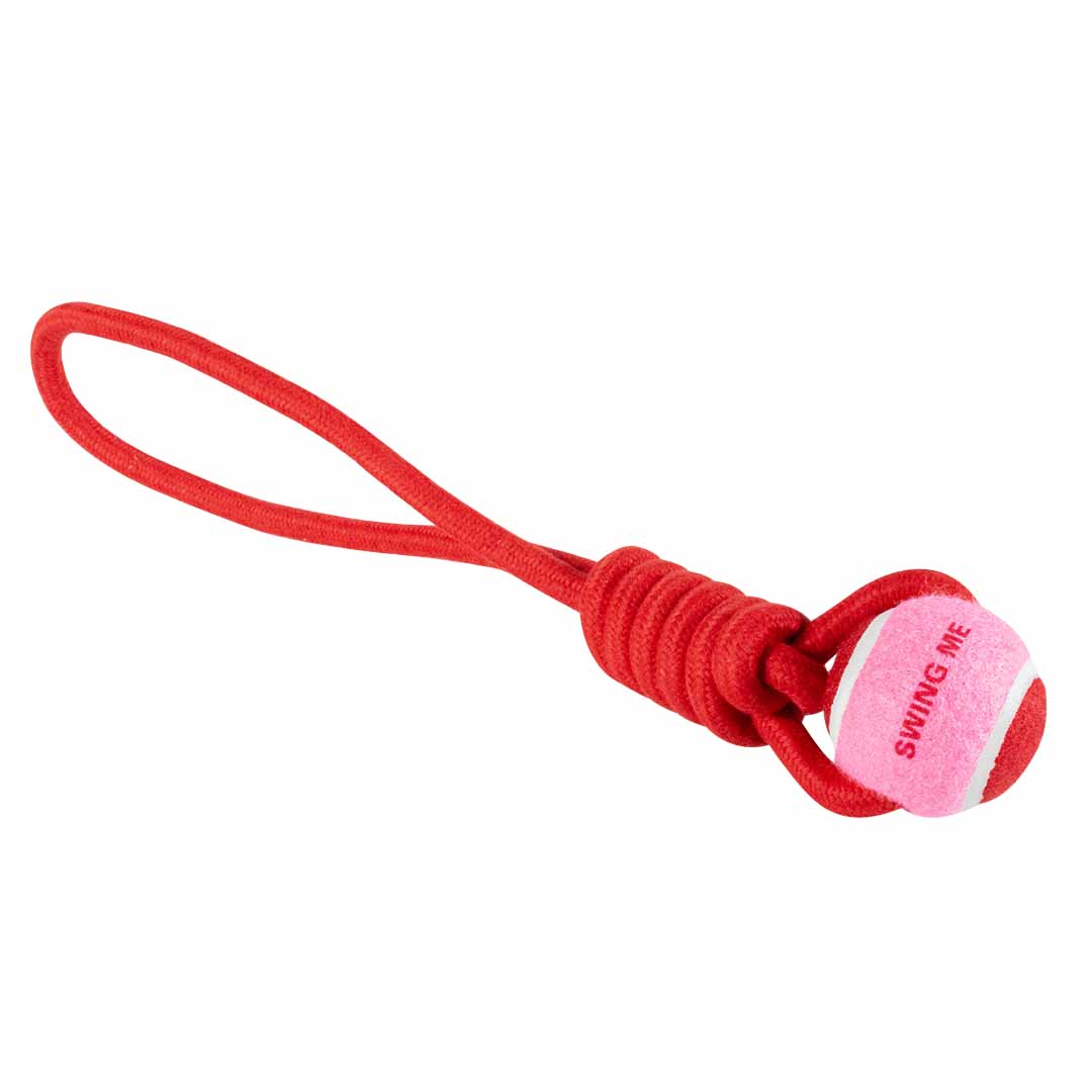 Bal met touwlus SWING ME 6x45x6cm rood/roze