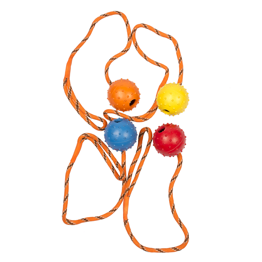 Dogtoy Rubber Dental Bal Aan Slingertouw Mix 33cm gemengde kleuren - Afbeelding 2