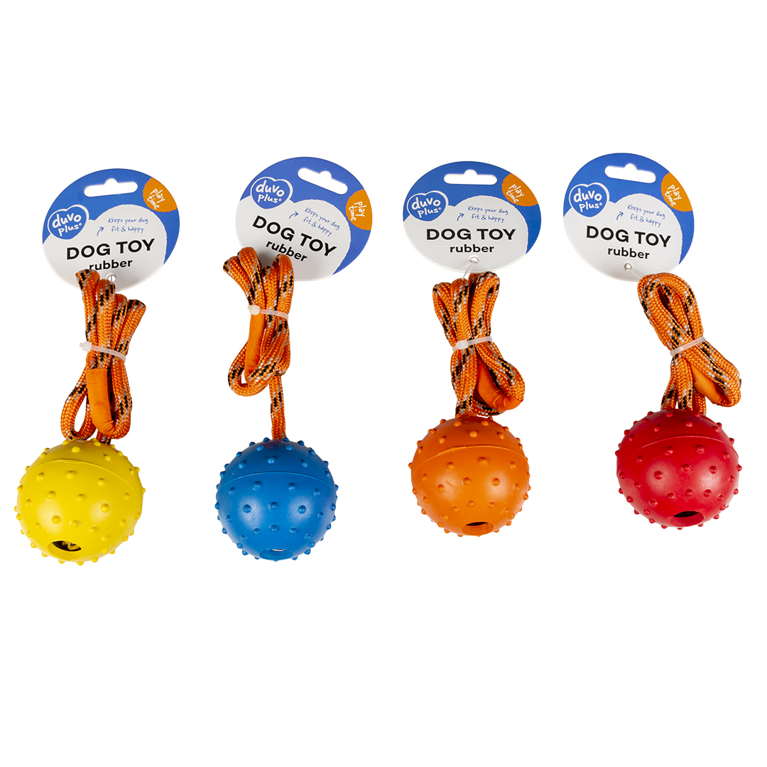Dogtoy Rubber Dental Bal Aan Slingertouw Mix 33cm gemengde kleuren - Afbeelding 3