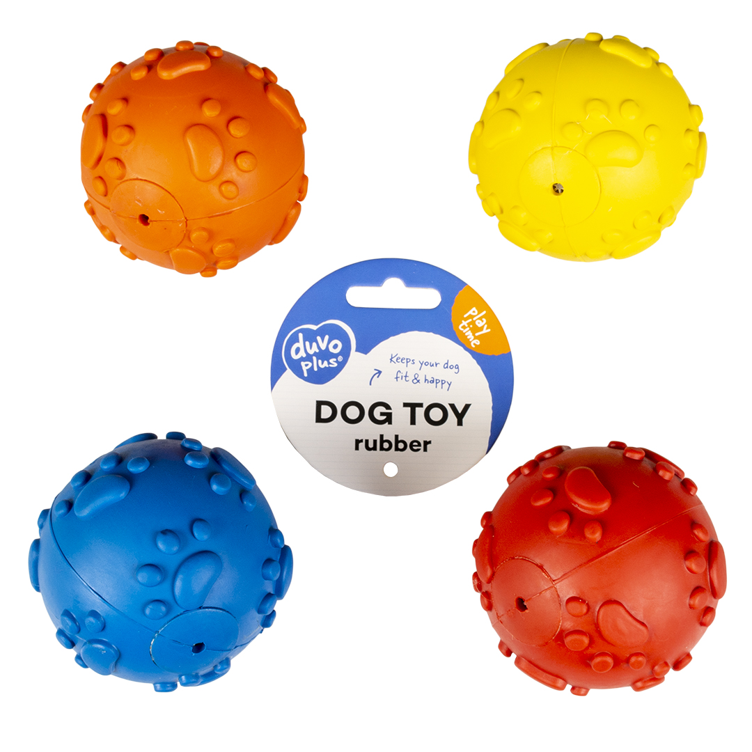 Dogtoy Rubber Bal Met Pootjes Mix 7cm gemengde kleuren - Afbeelding 2