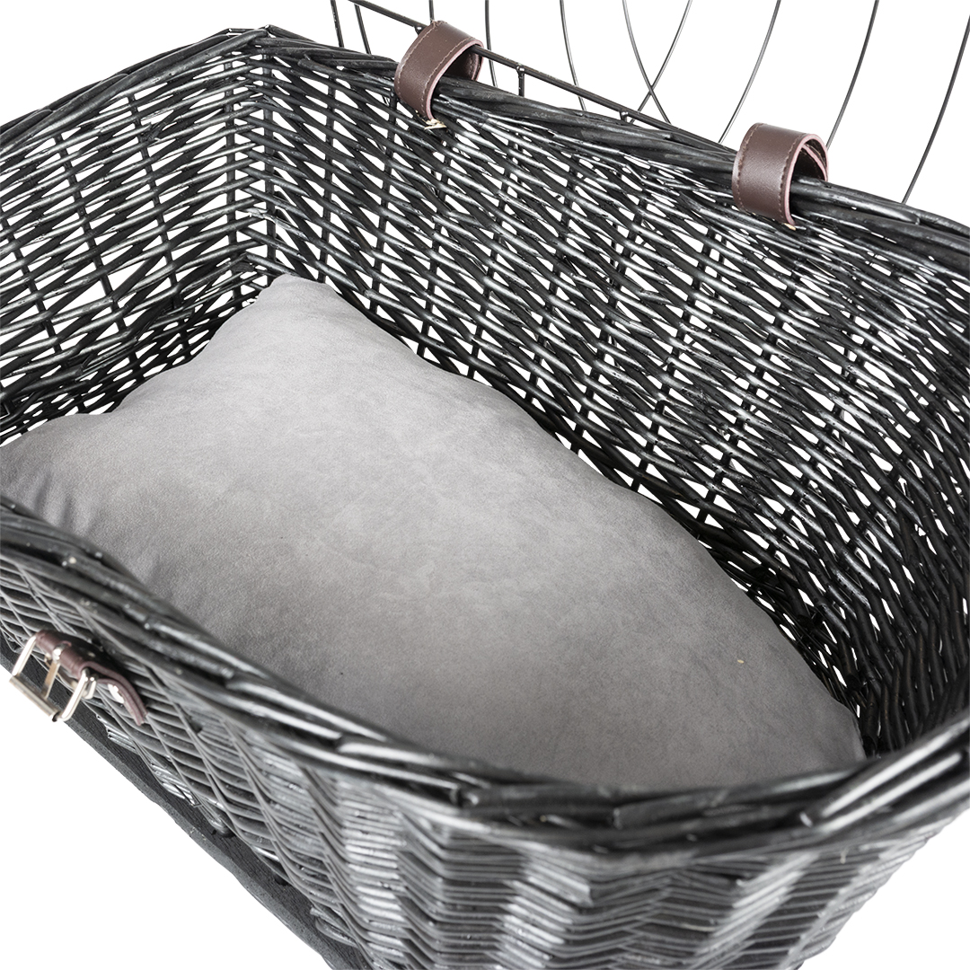 Provence rieten fietsmand bagagedrager & kuss 35x55x49cm - max. 13kg zwart - Afbeelding 4