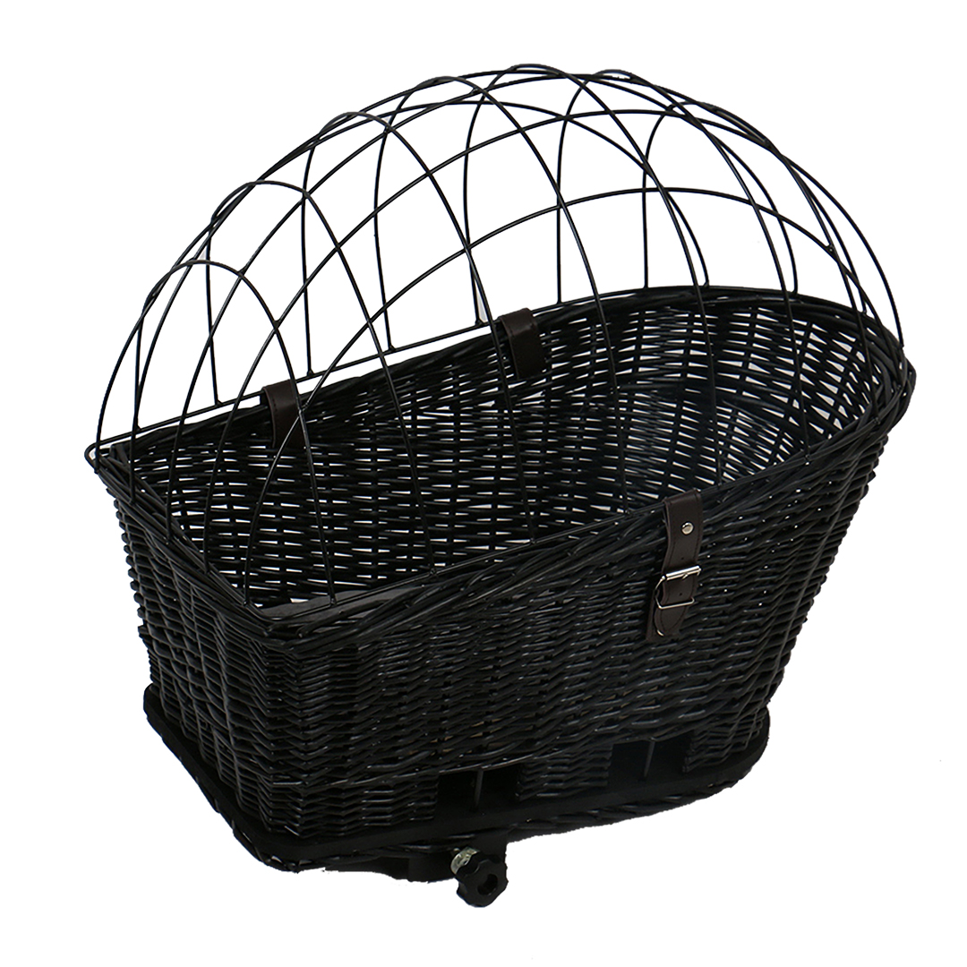 Provence rieten fietsmand bagagedrager & kuss 35x55x49cm - max. 13kg zwart