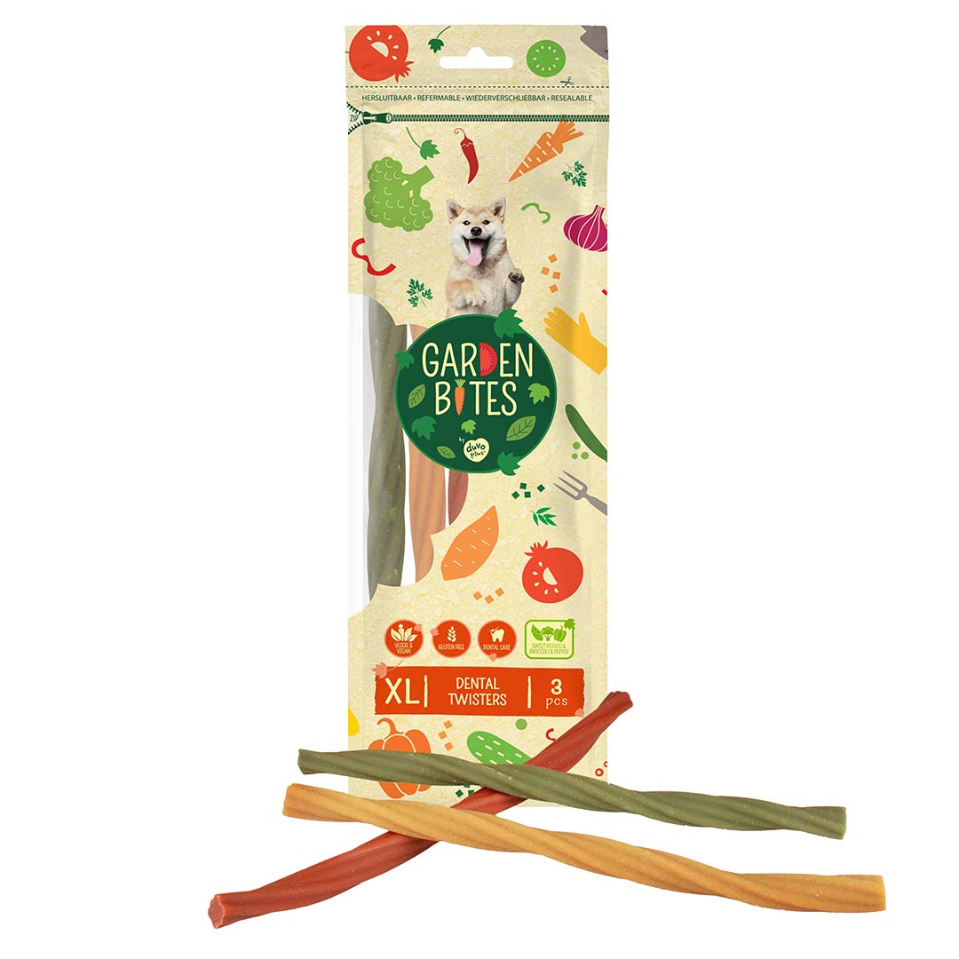 Garden Bites dental twisters XL-25cm-3st meerkleurig