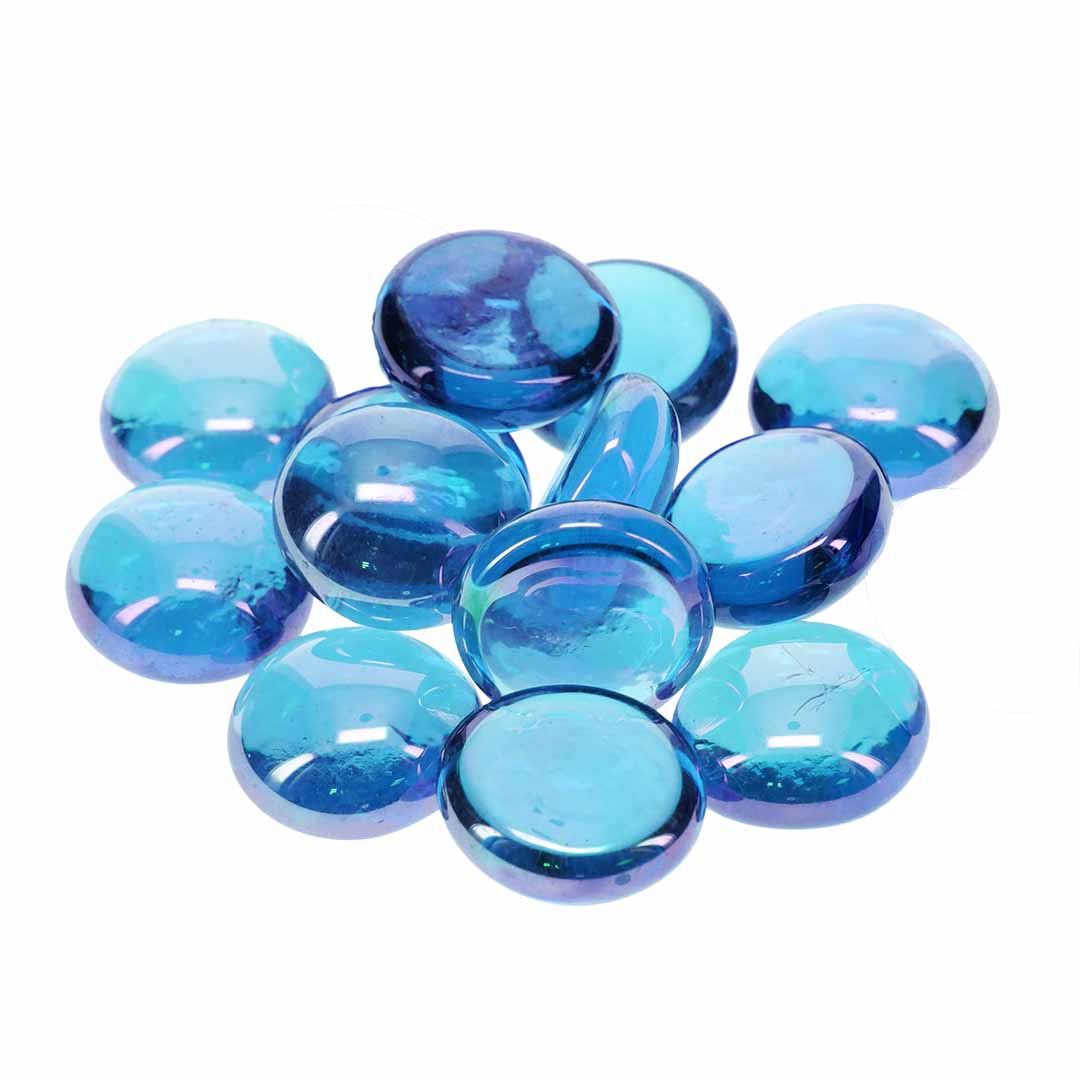 Glazen kiezelstenen 17-19mm - +-/300g lichtblauw
