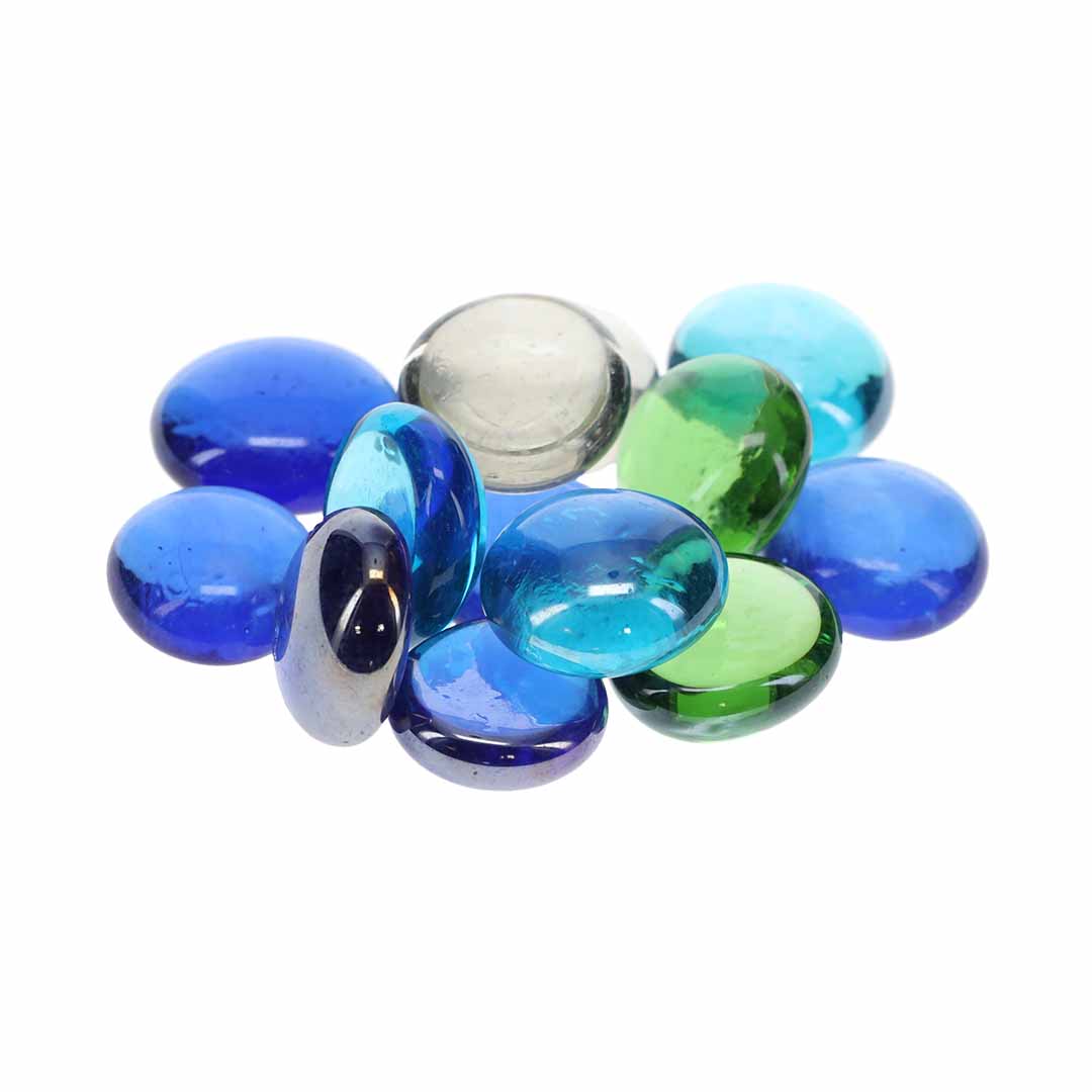Glazen kiezelstenen 17-19mm - +-/300g meerkleurig