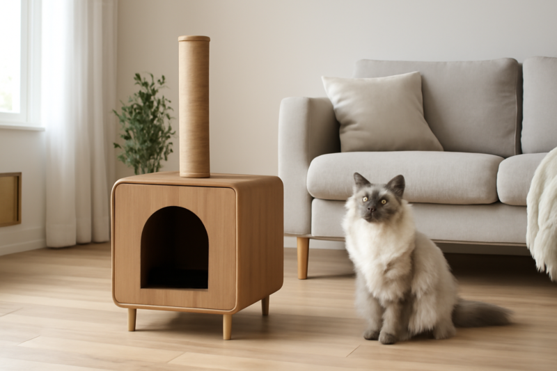 Krabpaal met kattenbak: slimme combinatie voor minder rommel