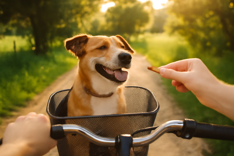 Snacks voor honden tijdens het fietsen: lichte beloningen voor onderweg