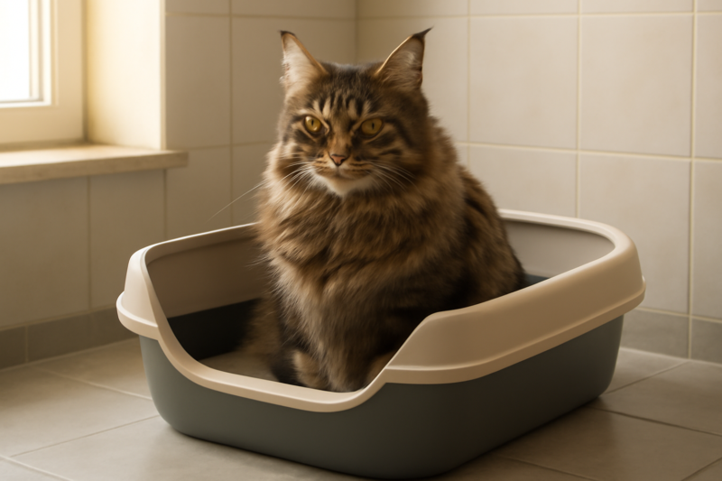 Maine Coon kattenbak: op welke maat en type let je voor dit grote ras?